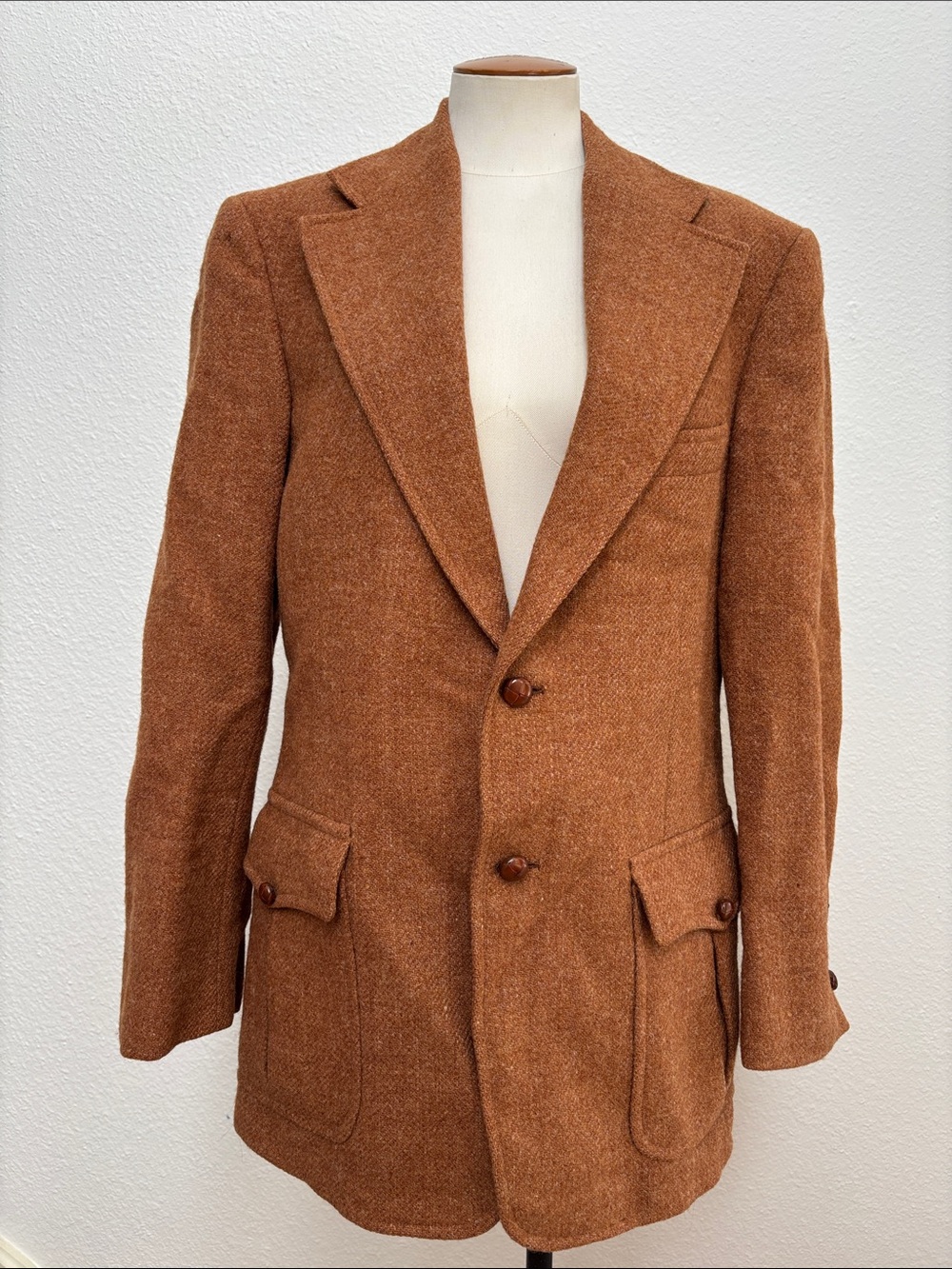 Vintage Nordstrom Best Wool Sport Coat Tobacco Brown Tweed Blazer Made in USA